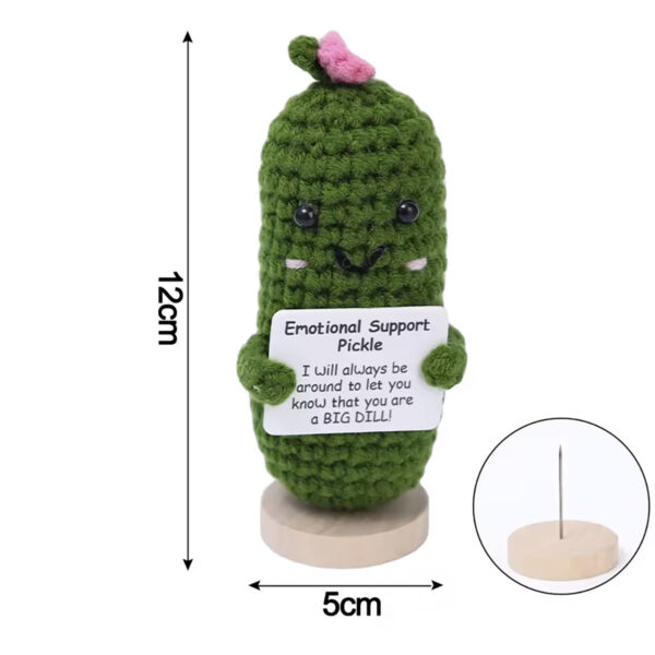 Cornichon de soutien émotionnel avec base en bois – Image 2